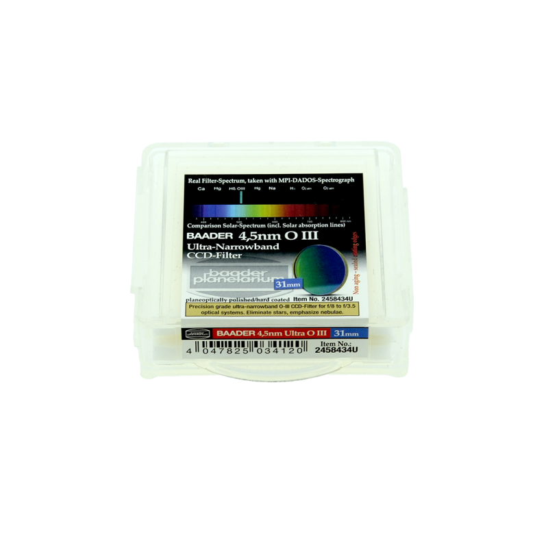 Filtre O III CCD Ultra-Narrowband 4,5 nm filetage standard 50.8 mm non monté