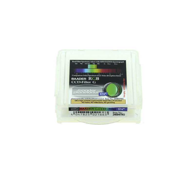 FILTRE VERT CCD, PLAN PARALLELE, FILETAGE STANDARD 31,75 MM