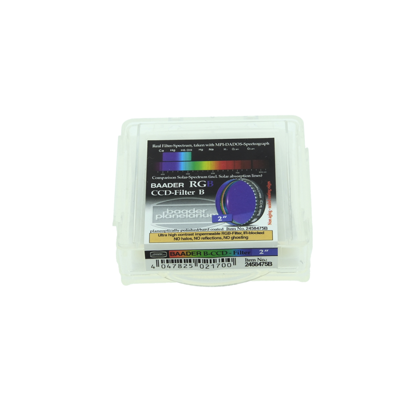 FILTRE BLEU CCD, PLAN PARALLELE, FILETAGE STANDARD 50,8 MM AVEC BARILLET